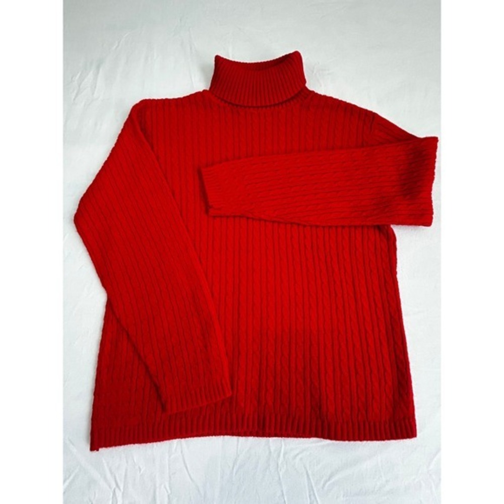 Baxter & Wells vintage, soft woven  red Cable Knit Turtleneck Women‎ Long Sleeve